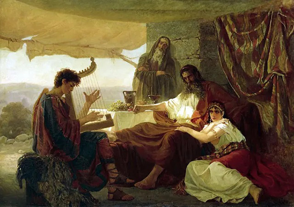 Н.П. Загорский. Давид играет на арфе перед Саулом (1873)